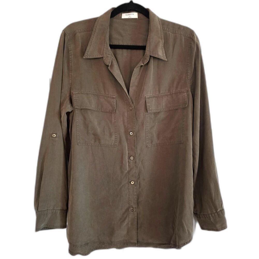 Aritzia Babaton Womens Utility Button Down Shirt Roll tab sleeves- Large